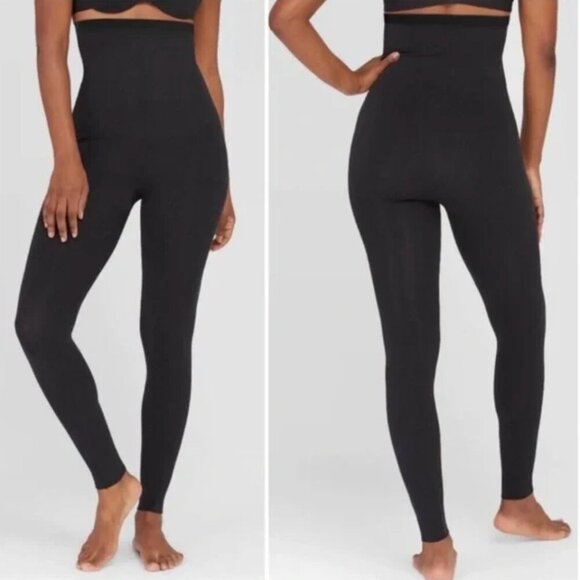 Spanx Assets Women Shaping Leggings 1X Black Over the Belly Tummy Control Slimmi - Picture 8 of 8